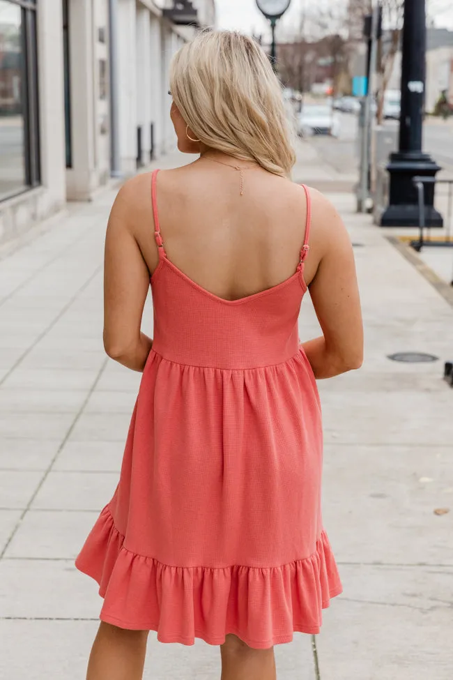 Spin You Around Coral Solid Casual Dress