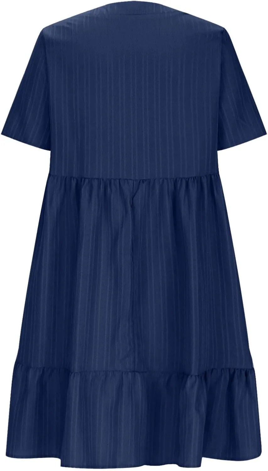 Summer Tiered Mini Dresses for Women Summer Ruffle Short Sleeve V Neck Beach Dress Swing A-Line Babydoll Dress