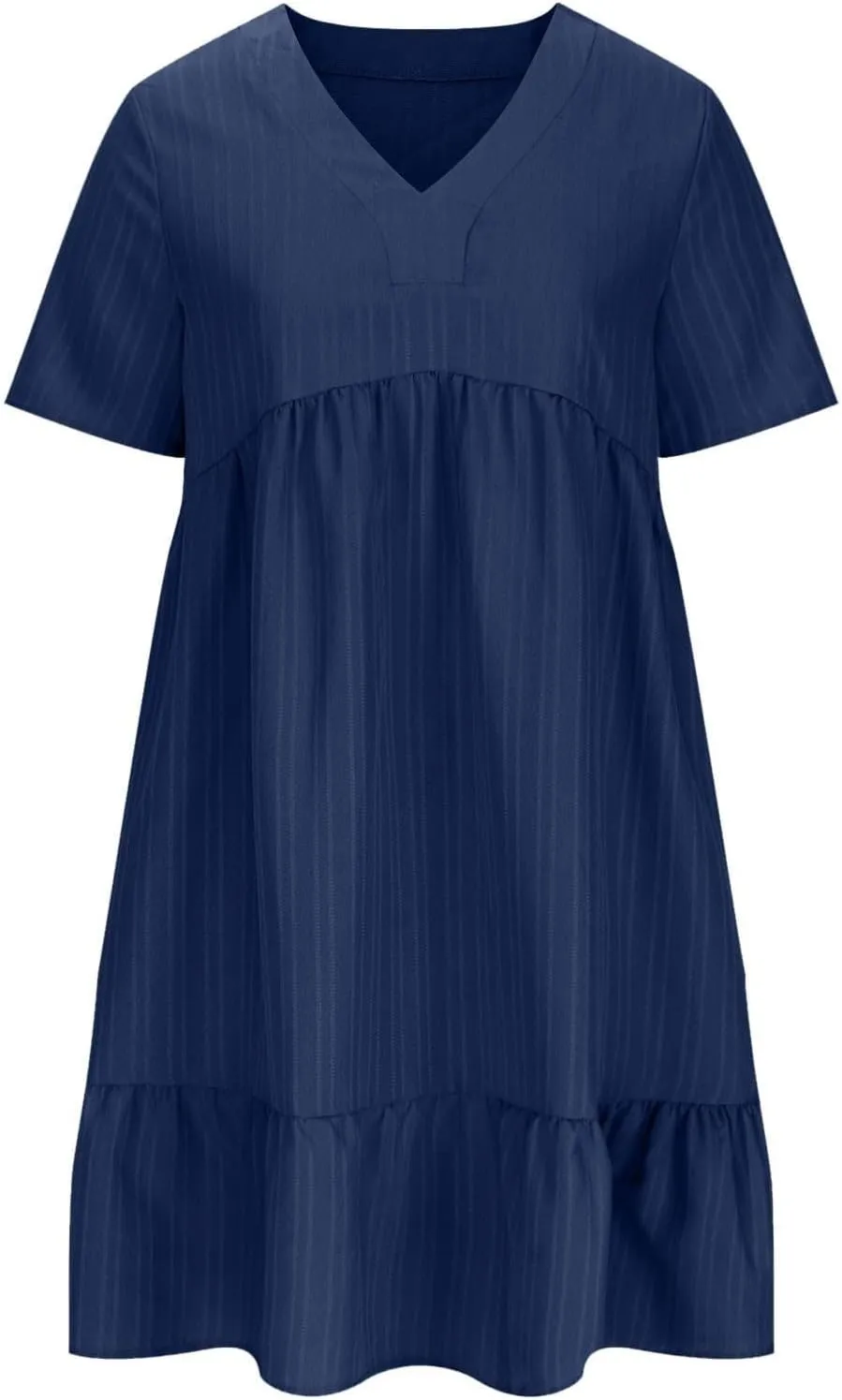 Sun Dresses for Women 2025 Vacation Summer Casual Short Sleeve V Neck Flowy Swing Dress Pleated Ruffle Beach Sundress