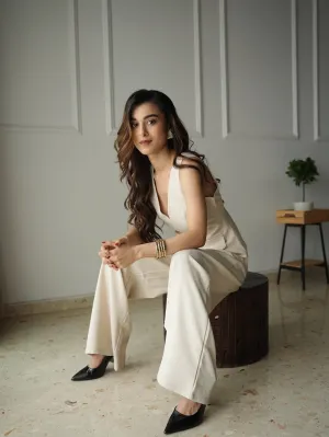 Tailored Waistcoat Ensemble Beige