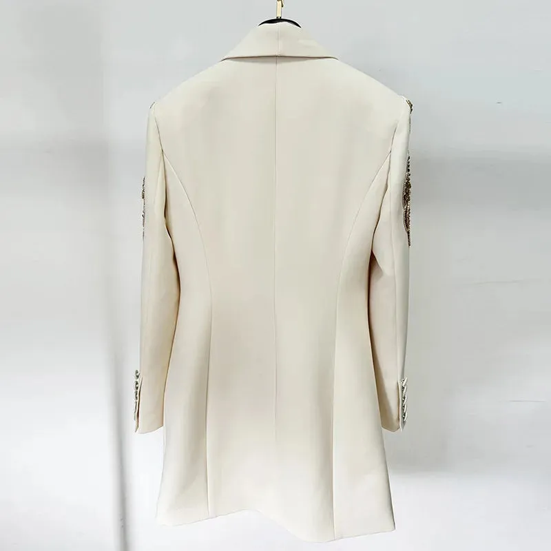 Trend4us Luxe Embellished Sequin Draped Blazer