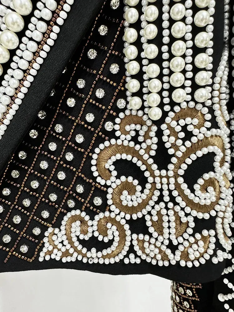 Trend4us Luxe Vintage Pearl-Embellished Blazer