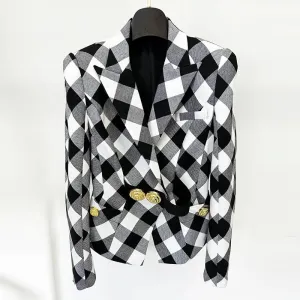Trend4us Women's Checkered Luxe Blazer