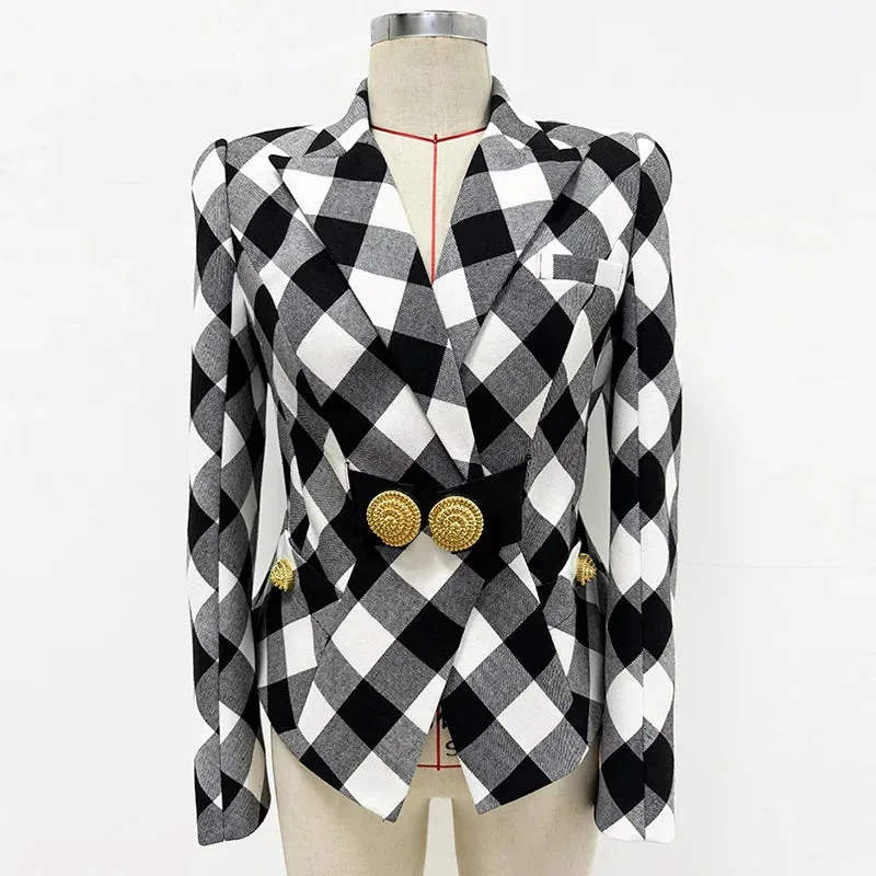 Trend4us Women's Checkered Luxe Blazer