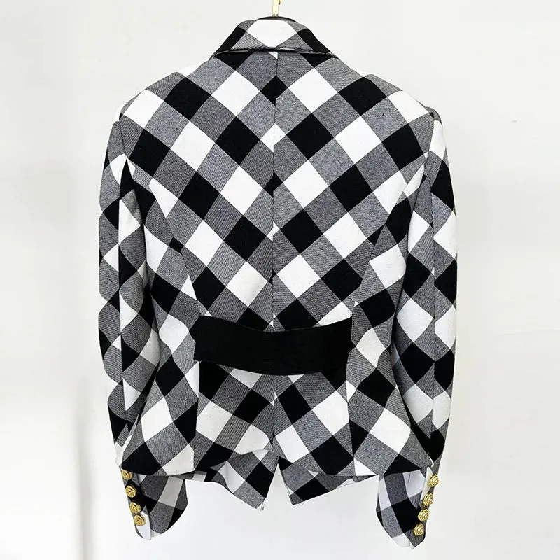 Trend4us Women's Checkered Luxe Blazer