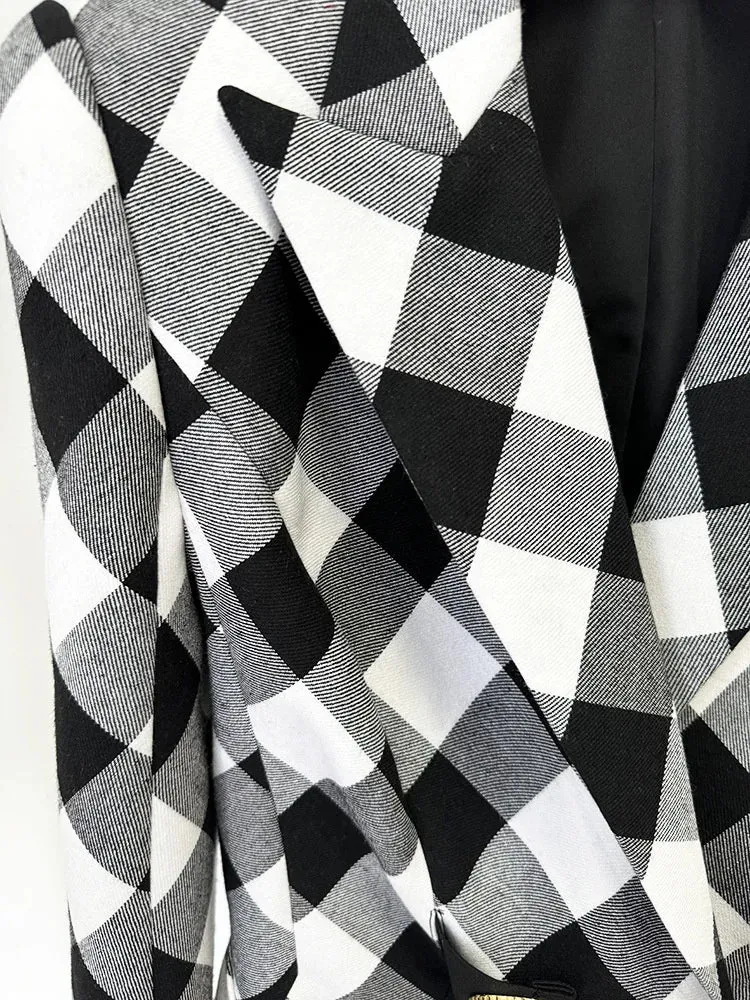 Trend4us Women's Checkered Luxe Blazer