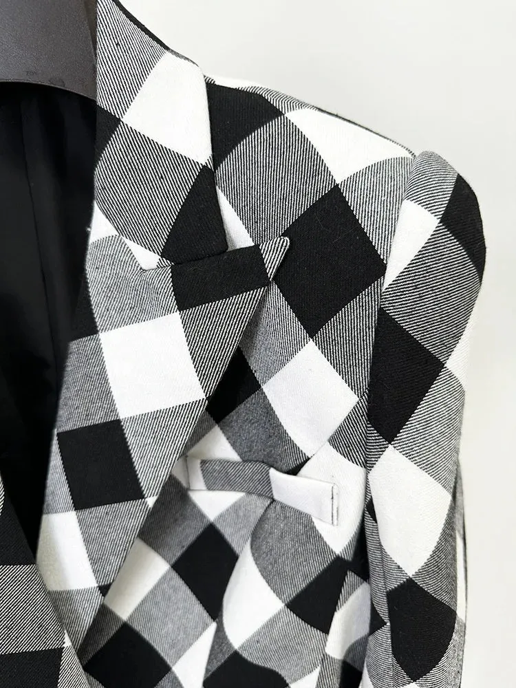Trend4us Women's Checkered Luxe Blazer