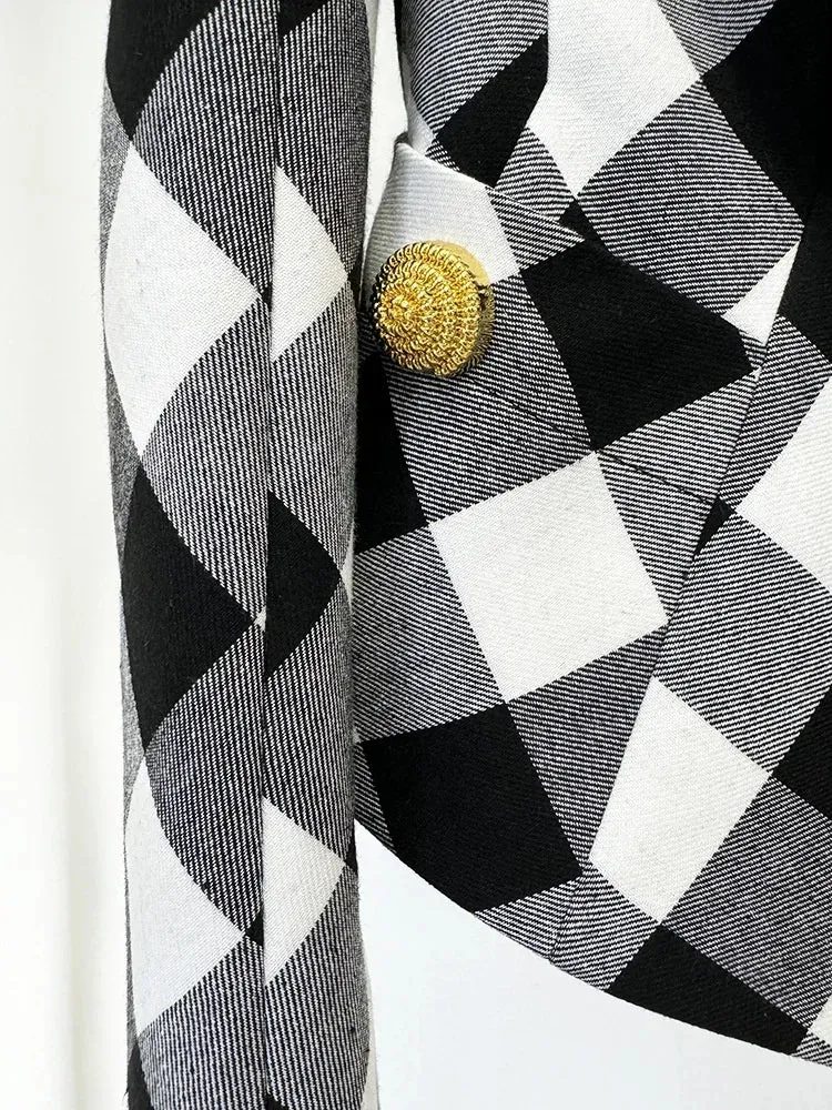 Trend4us Women's Checkered Luxe Blazer