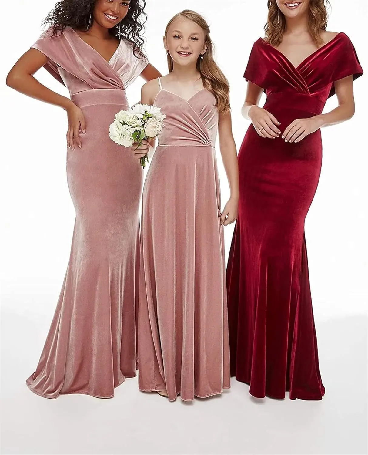 Velvet Bridesmaid Dresses for Women Long Off Shoulder Mermaid Maxi Formal Evening Party Gown