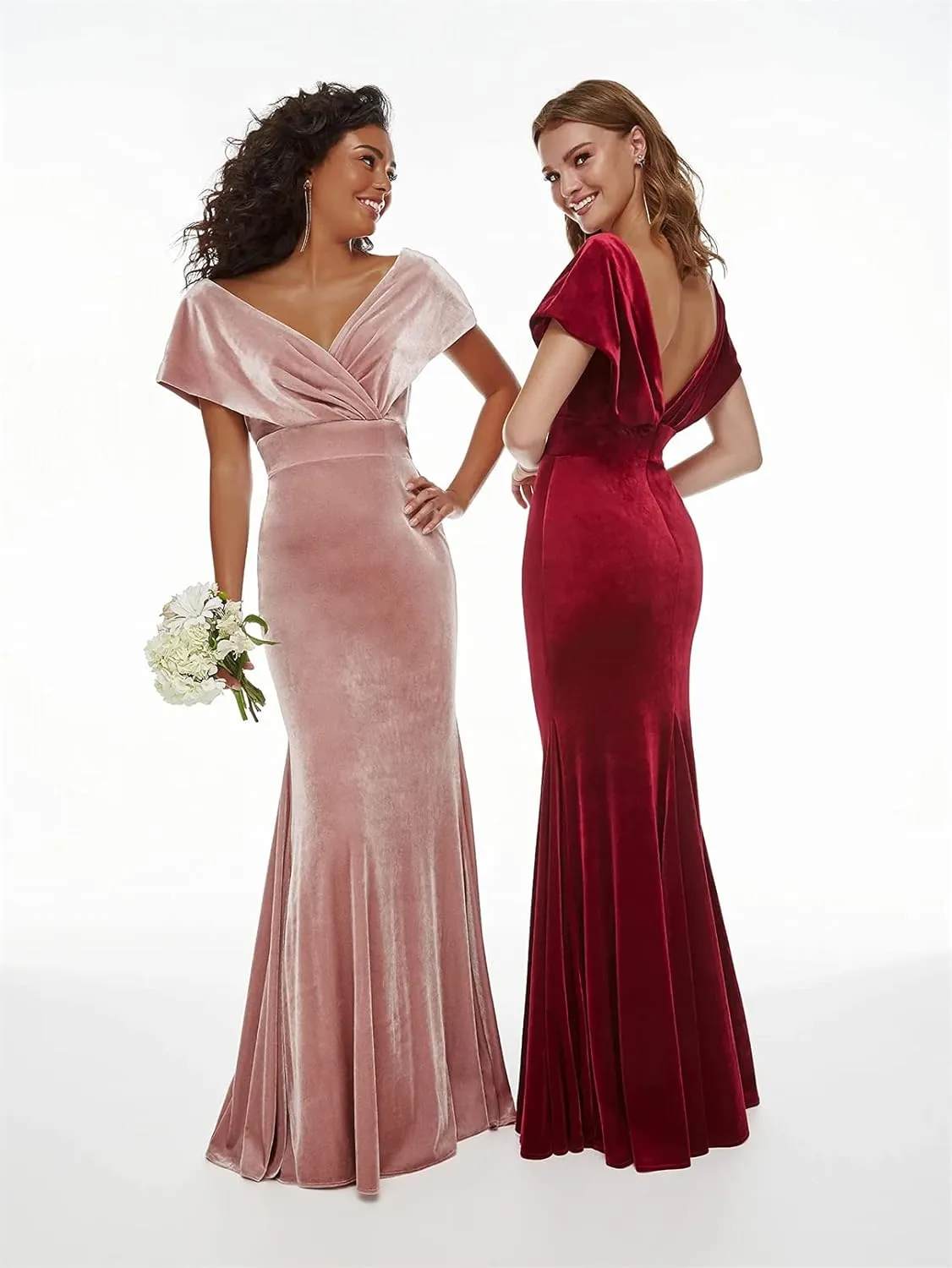 Velvet Bridesmaid Dresses for Women Long Off Shoulder Mermaid Maxi Formal Evening Party Gown