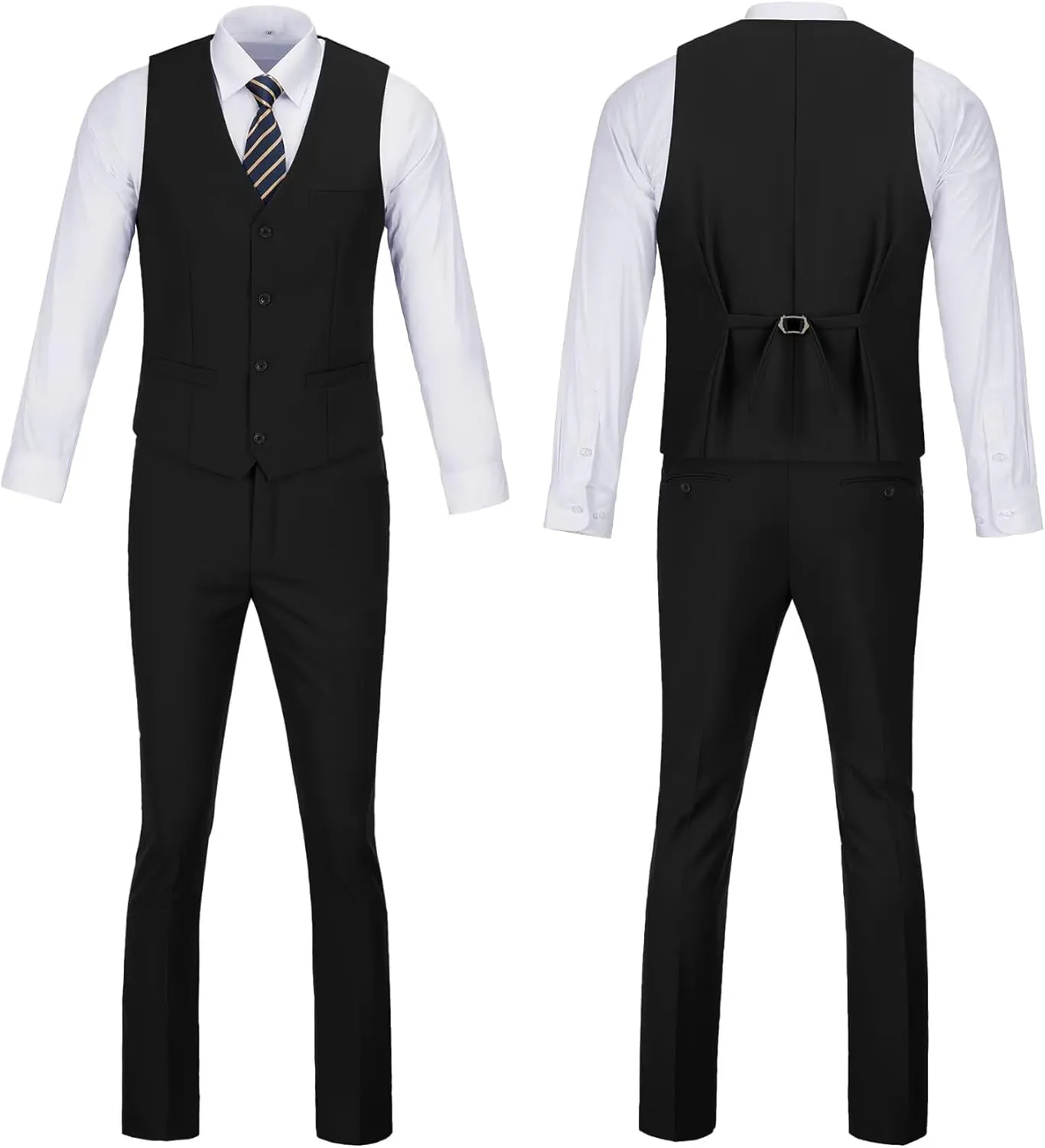 Vest Pants Set for Men 2 Piece Suit Men's Slim Fit Wedding Groomsmen Suit V Neck Casual Suit Waistcoat for Men