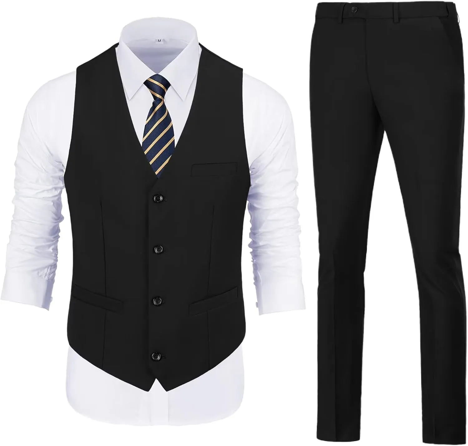 Vest Pants Set for Men 2 Piece Suit Men's Slim Fit Wedding Groomsmen Suit V Neck Casual Suit Waistcoat for Men