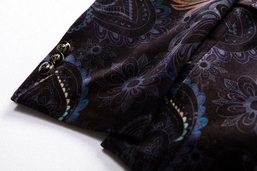 Vibrant Mens Luxury Print Shawl Collar Party Jacket