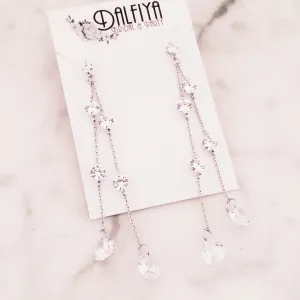 Waterfall Cubic Zirconia Long Drop Earrings