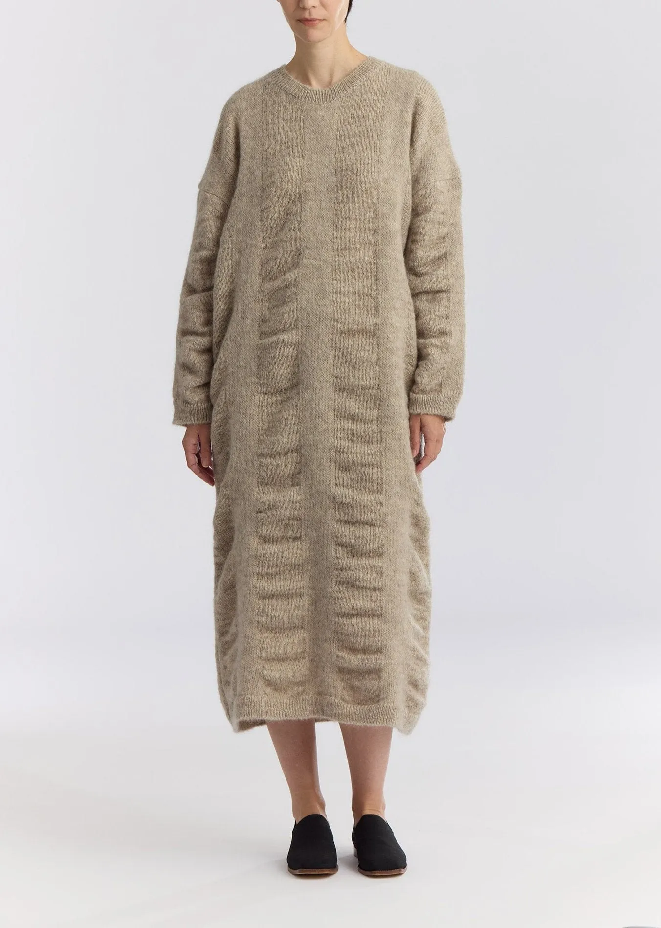 WATERFALL KNIT DRESS - NATURAL