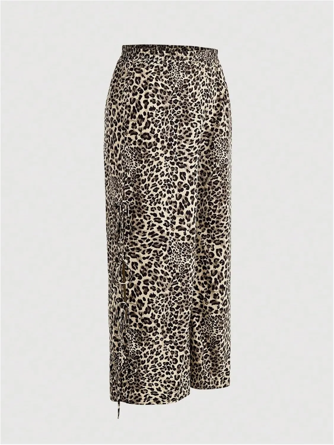 WDIRARA Women's Plus Size Leopard Print Pants Elastic High Waist Trousers with Pockets