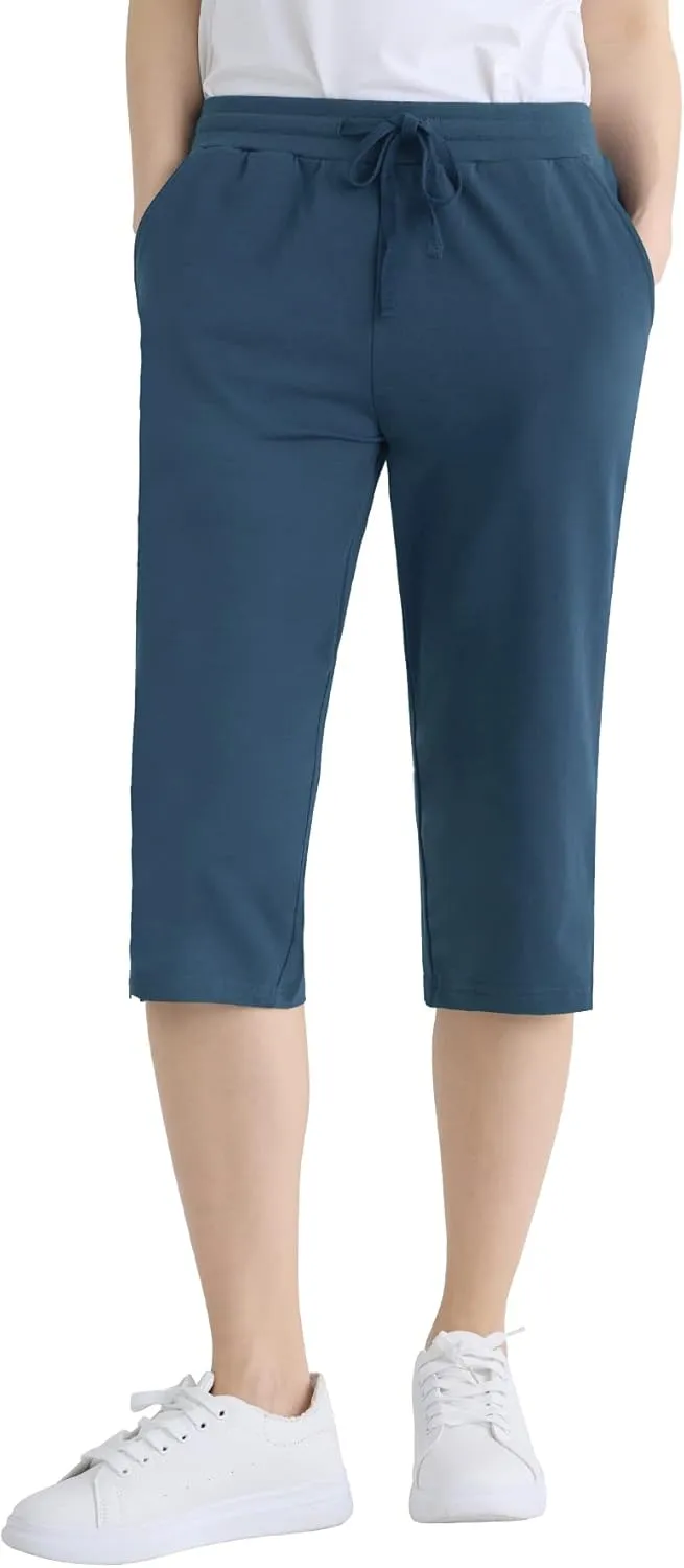 Weintee Women's Petite Cotton Capris with Pockets
