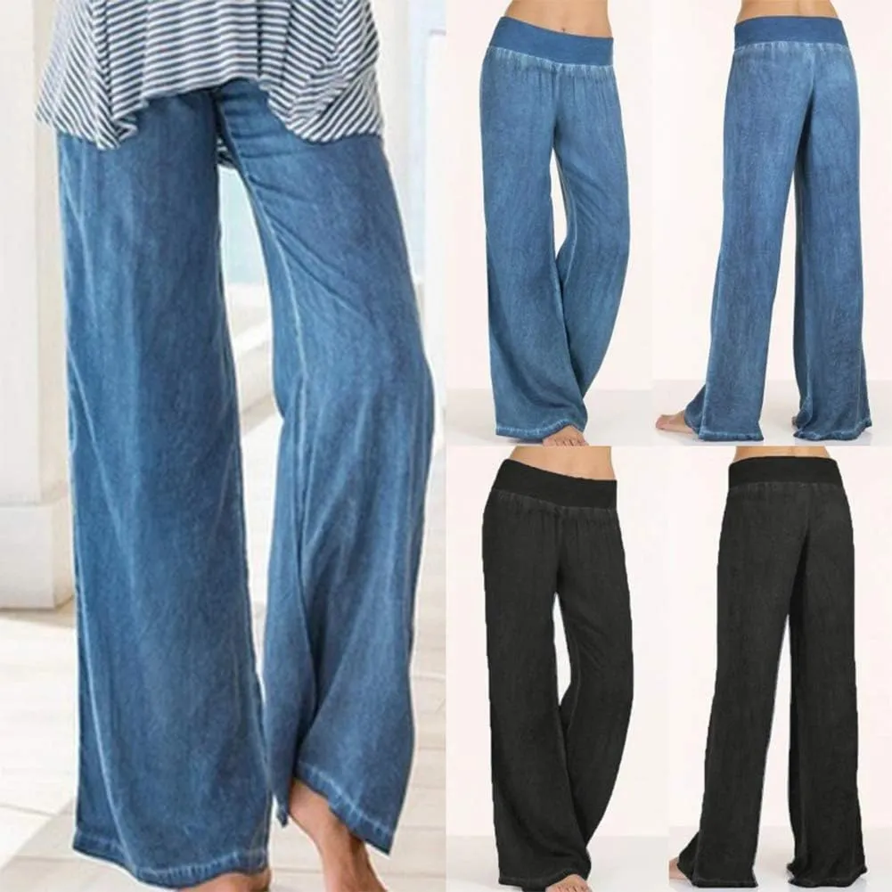 Wide Leg Trousers for Women Plus Size High Waist Straight Leg Jeans Casual Straight Leg Trousers