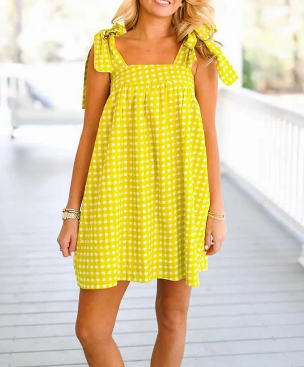 Women Boho Floral Mini Dress Tie Shoulder Babydoll Dress Square Neck Flowy Sundress Summer Going Out Dresses