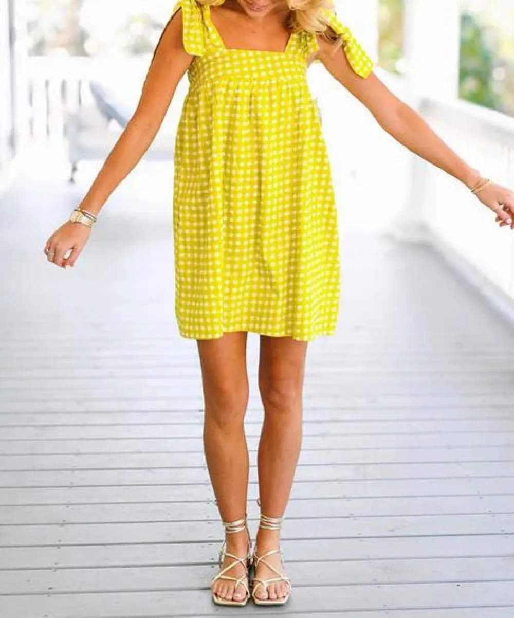 Women Boho Floral Mini Dress Tie Shoulder Babydoll Dress Square Neck Flowy Sundress Summer Going Out Dresses