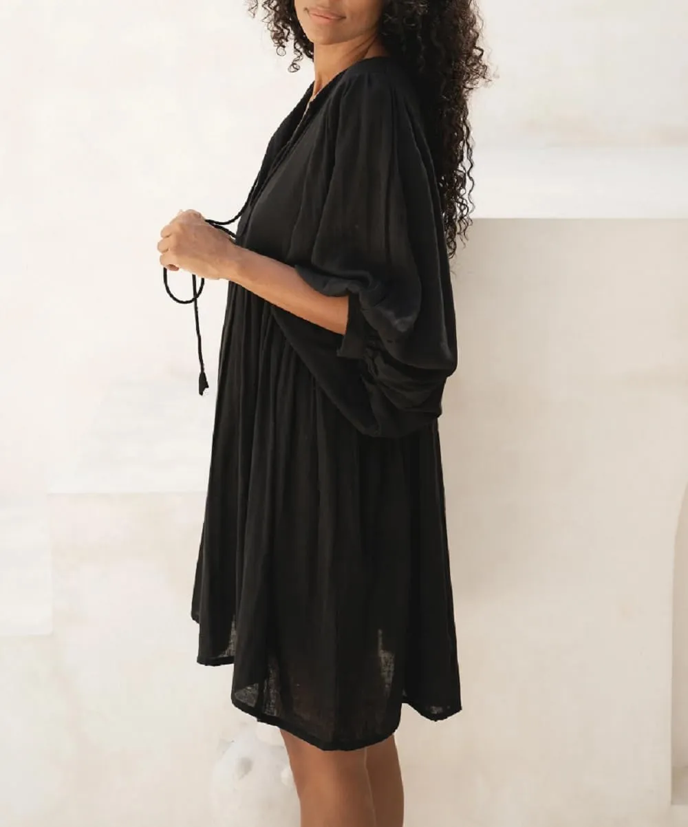 Women Boho Puff Sleeve Short Dress Floral Flowy Babydoll Dress V Neck Loose Fit A Line Dress Bohemian Mini Sundress