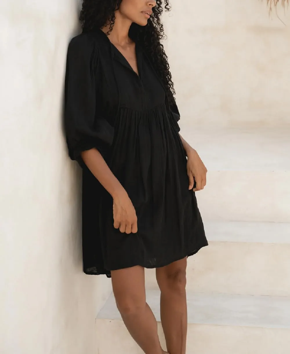 Women Boho Puff Sleeve Short Dress Floral Flowy Babydoll Dress V Neck Loose Fit A Line Dress Bohemian Mini Sundress
