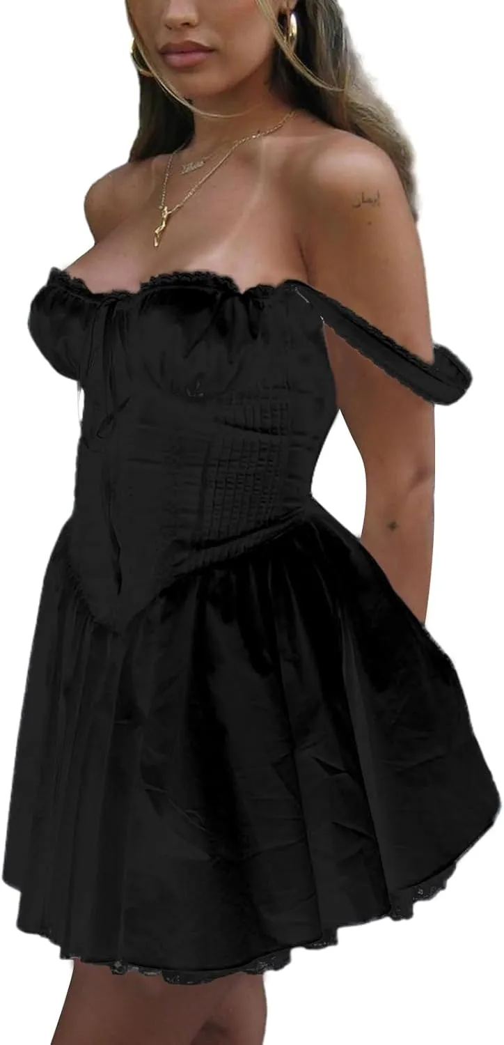 Women Mini Dress Sleeveless Square Neck Backless Tie-up Front A-line Short Dress Vacation Beach Summer Sundress