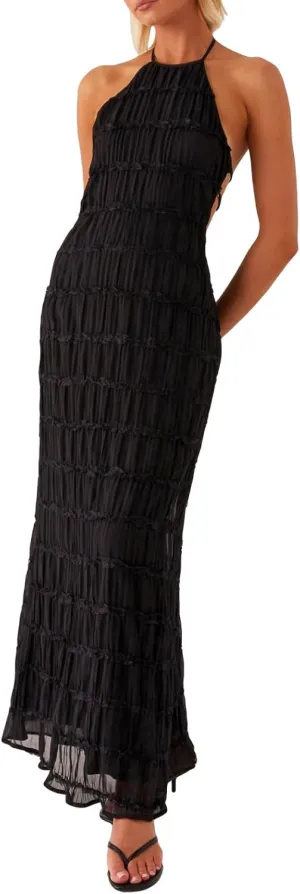 Women Sexy Sleeveless Halter Neck Ruffle Maxi Dress Backless Bodycon Long Dress Summer Vacation Beach Sundress