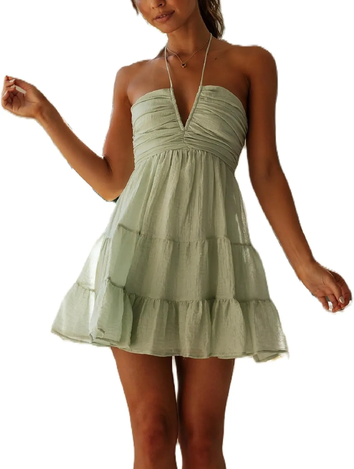 Women Y2K Spaghetti Strap Mini Dress Ruffle Tiered Cami Dress Boho Floral Flowy Sundress Summer Beach Dress