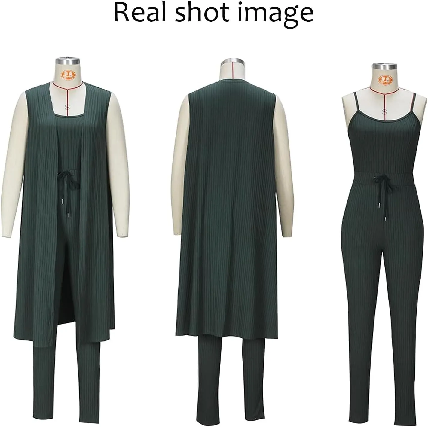 Women's 3 Piece Lounge Travel Set Pajamas Set Sweatsuit Outfits Long Cardigan   Pants  Tank