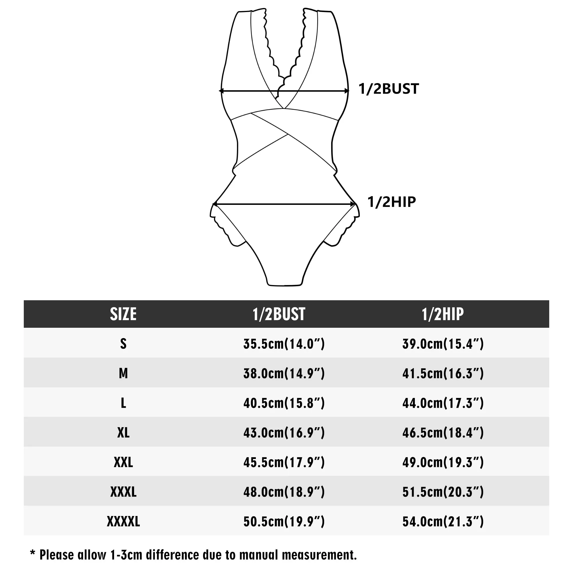 Womens Abstract Waves Ruffle Edge Cross-Front One Piece Swimsuit Bathing Suit
