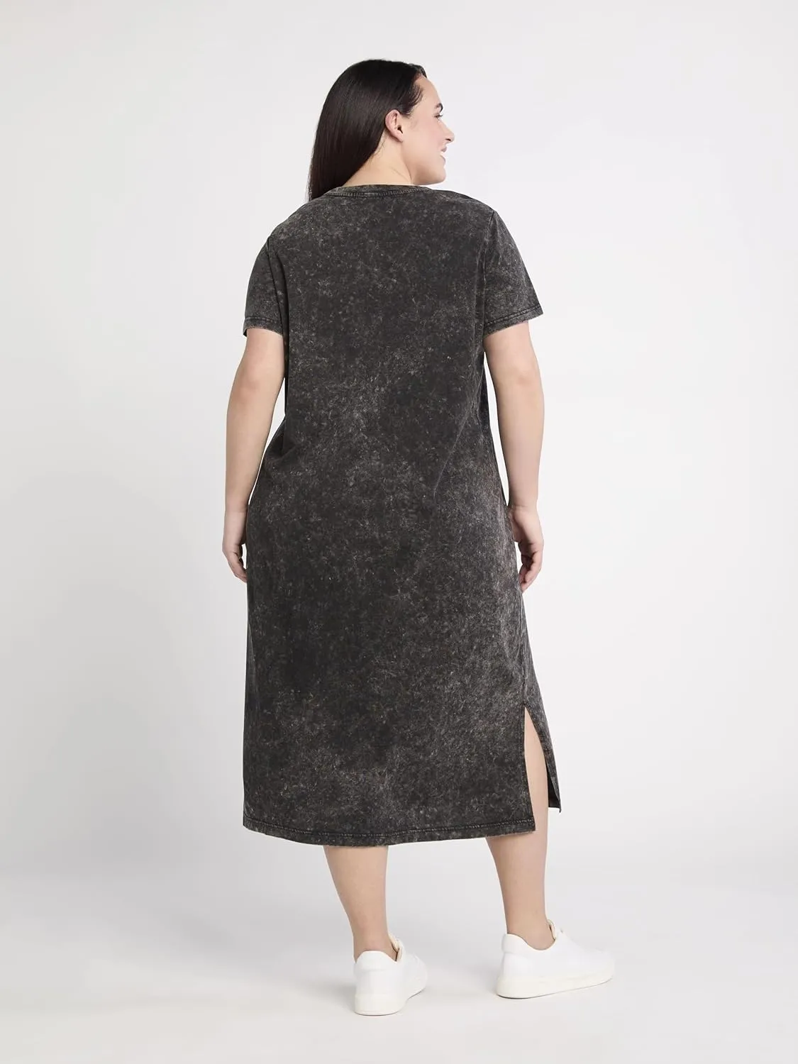 Women's and Women's Plus Cotton T-Shirt Dress with Short Sleeves midi Dresses for Women/Dresses for Women