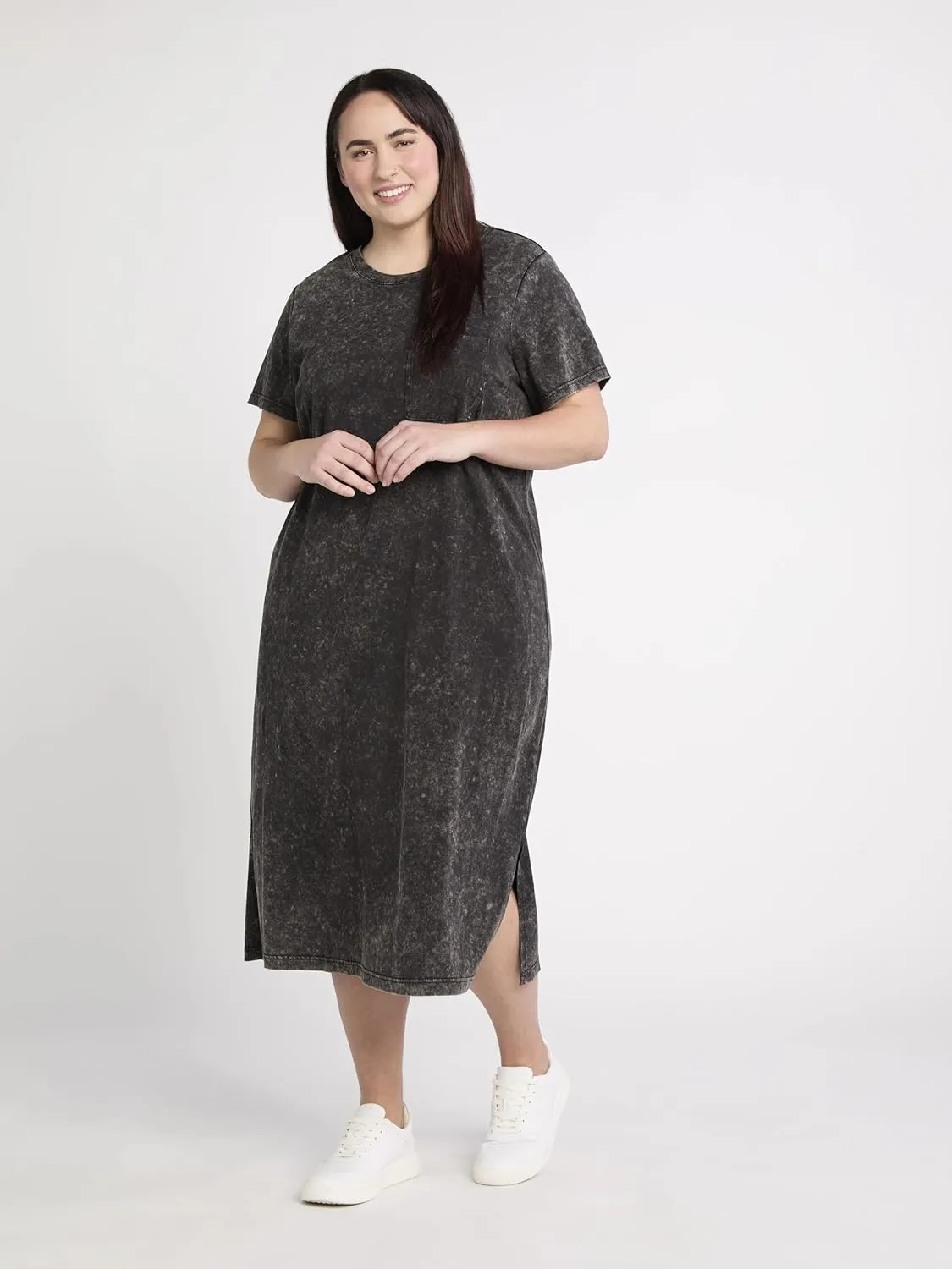 Women's and Women's Plus Cotton T-Shirt Dress with Short Sleeves midi Dresses for Women/Dresses for Women