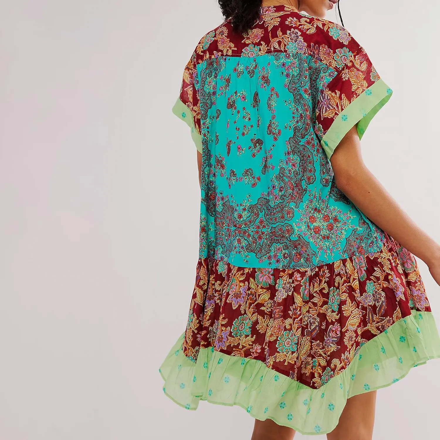 Women's Boho Floral Mini Dress Y2k Flower Babydoll Short Flowy Dresses 2024 Summer Causal Beach Sundress