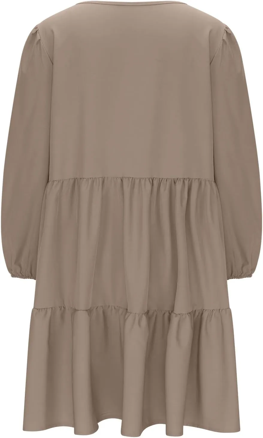 Women's Casual Dresses Fall Winter Lantern Long Sleeve High Waisted Ruffle Flowy Tiered Mini Dress Cute Babydoll Dress