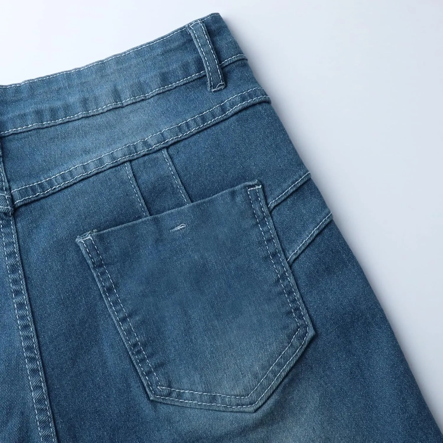Women's High Waist Stretch Studded Flared Jeans Washed Bell Bottom Fitted Denim Pants