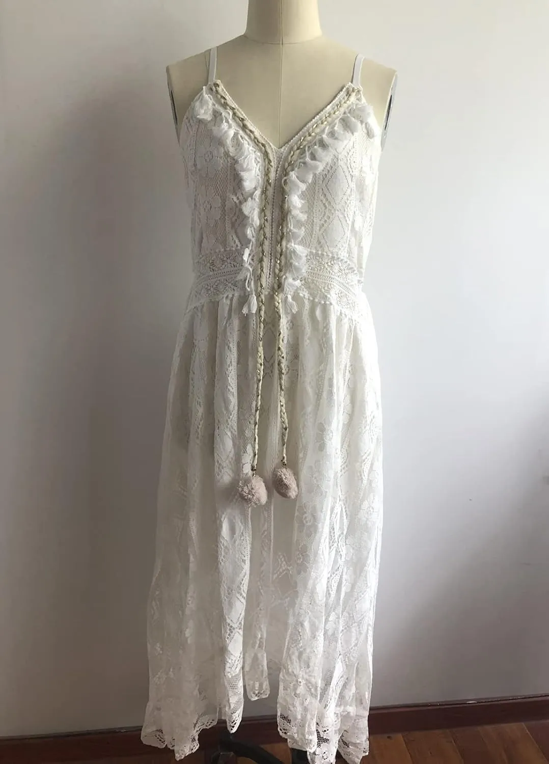 Women's Summer Dress V Neck Spaghetti Strap Sleeveless High Waist Bohemian Wedding Beach Casual Maxi Long Dresses