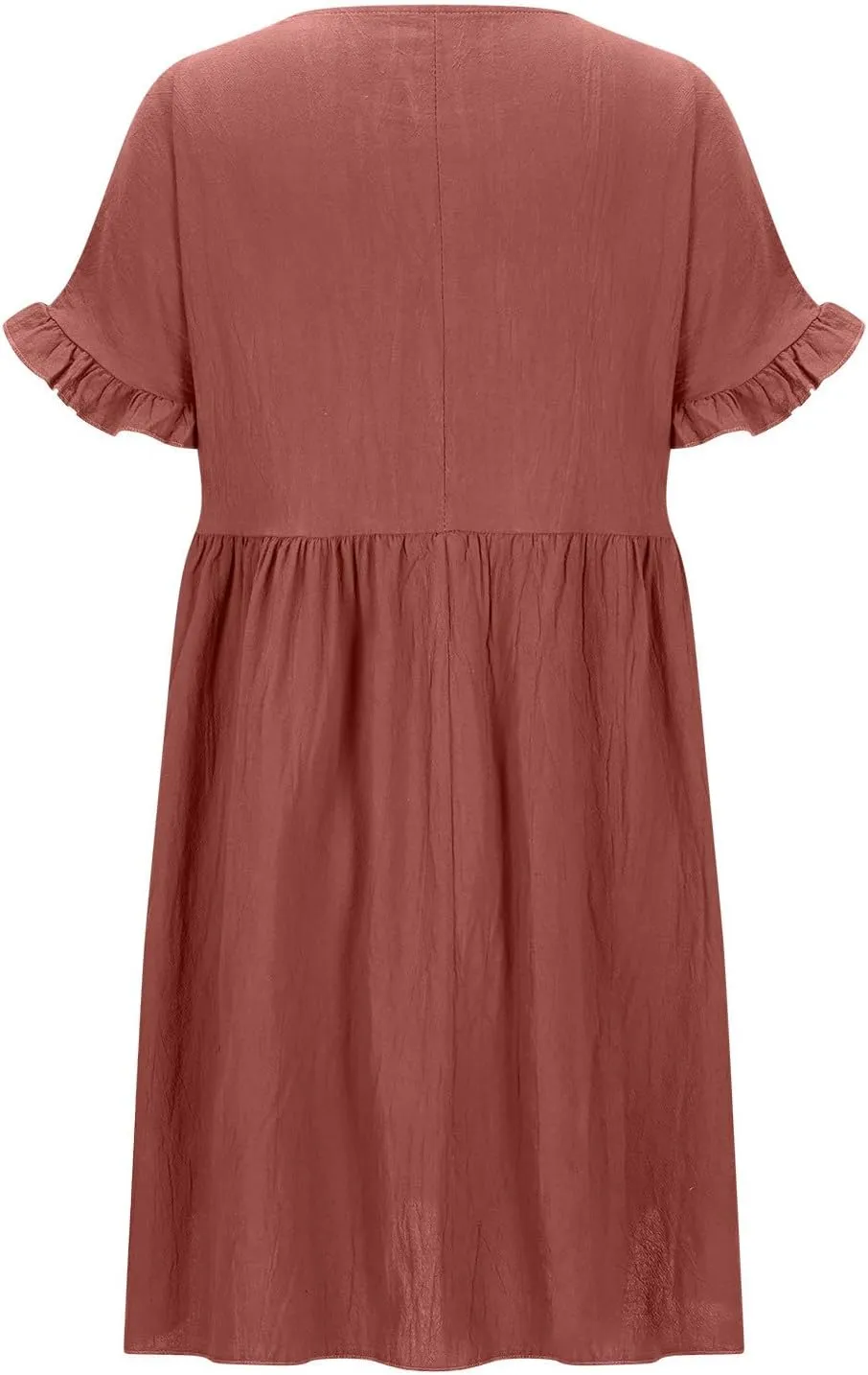 Womens Summer Mini Dress 2025 Casual Ruffle Short Sleeve A-Line Cotton Linen Dress Flowly Beach Tunic Sundresses
