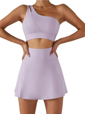 Women's Tennis Skirts Sport Bra Sets High Waisted Golf Skorts Skirt One Shoulder Sports Bra Running Workout Activewear