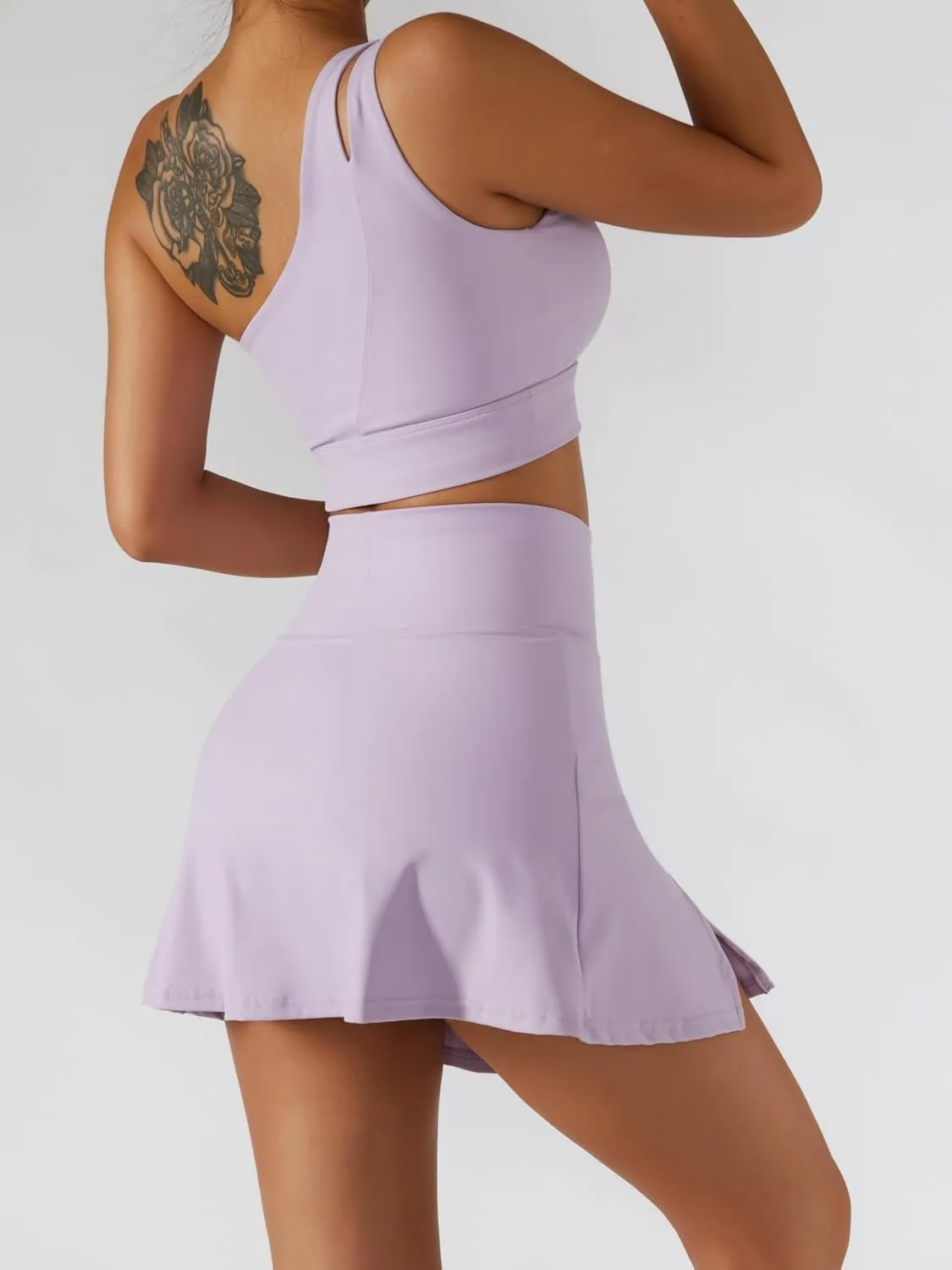 Women's Tennis Skirts Sport Bra Sets High Waisted Golf Skorts Skirt One Shoulder Sports Bra Running Workout Activewear