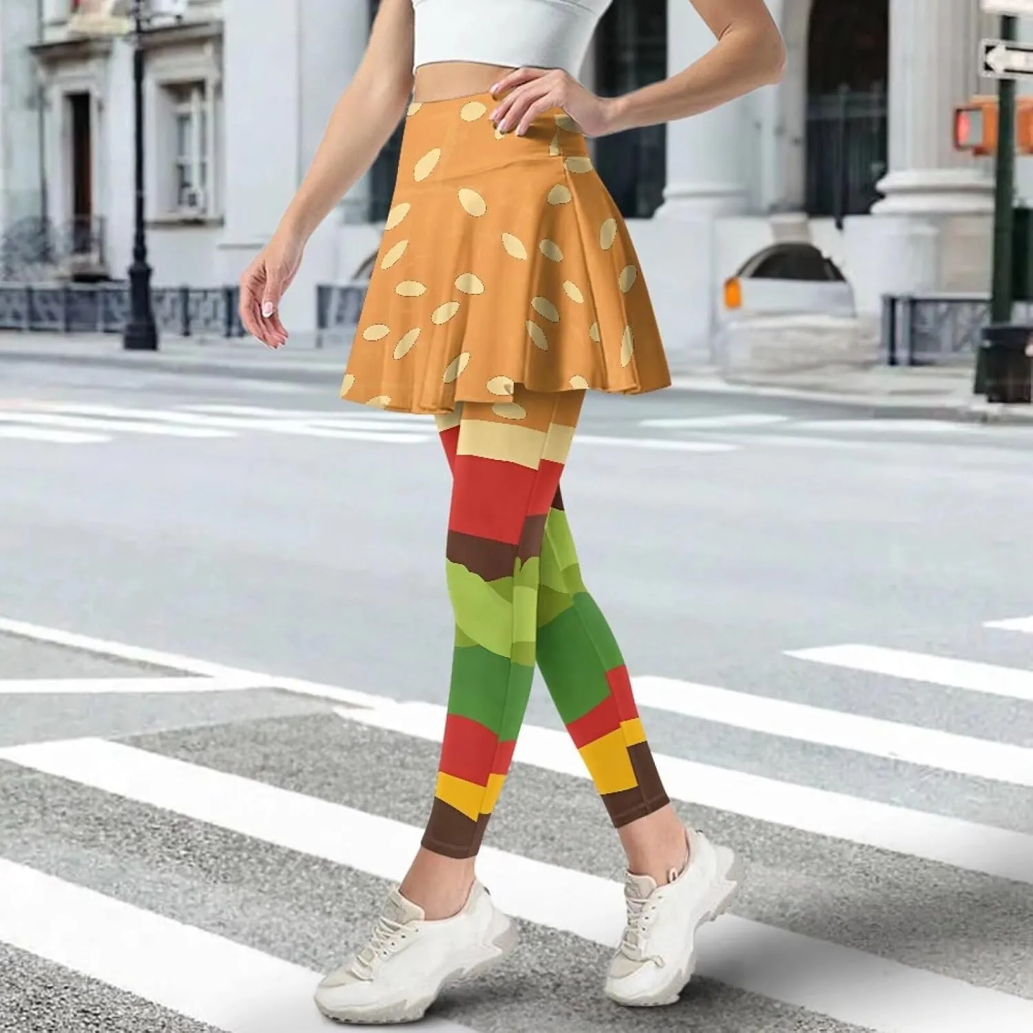 Womens Yoga Leggings with Skirts Tennis Skirts with Workout Running Pants XS-3XL