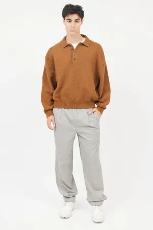 X Zegna Brown Wool Rugby Knit  Pullover