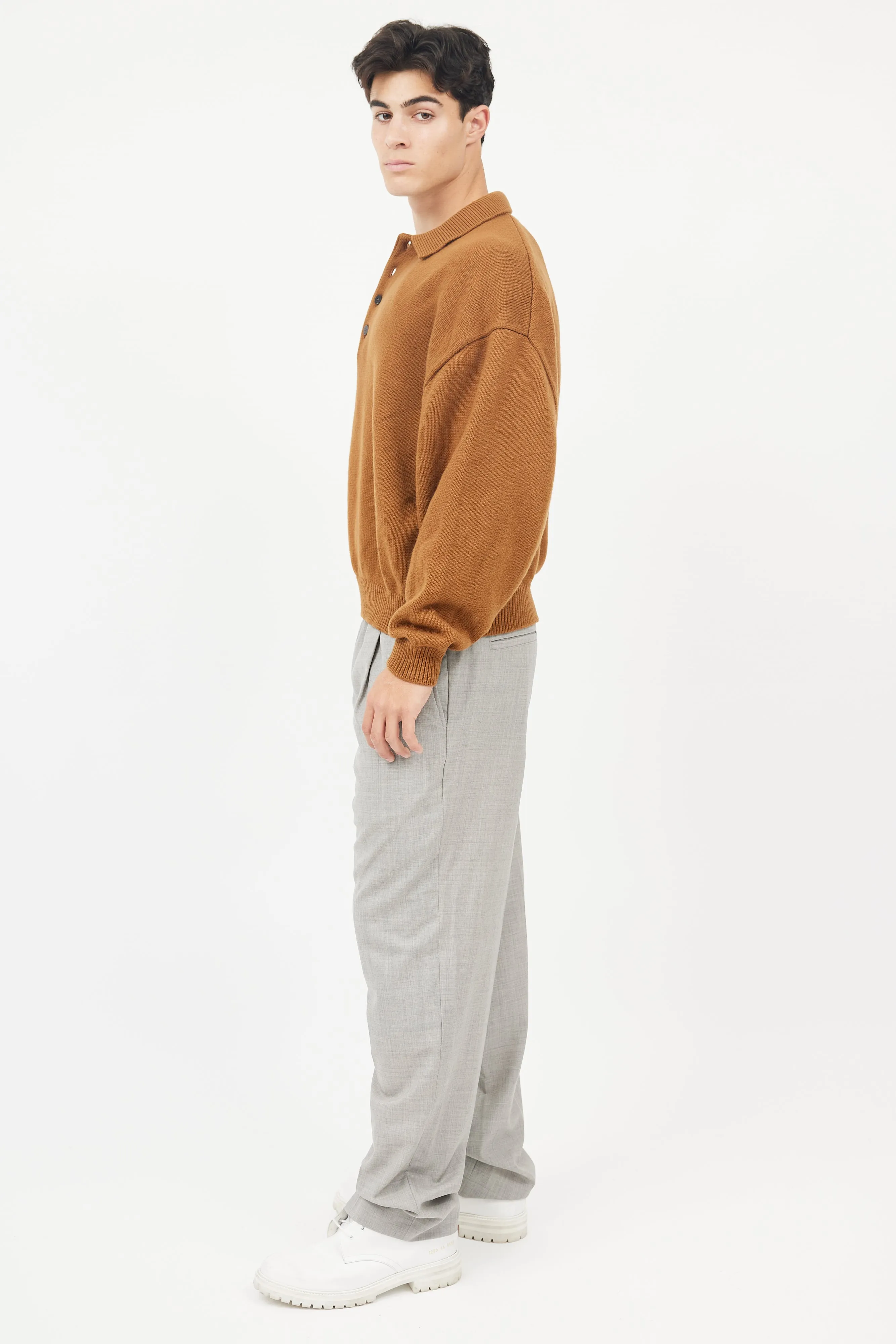 X Zegna Brown Wool Rugby Knit  Pullover