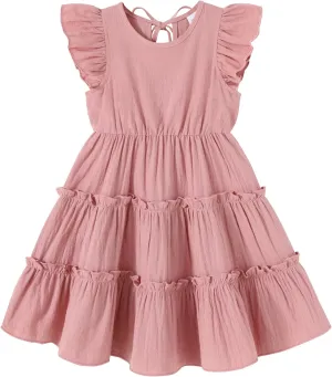 YOUNGER TREE Toddler Dress Baby Girl Summer Clothes Ruffle Sleeve Smock Beach Boho Dresses Sundress