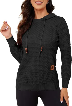 Zaitun Womens Hoodies Long Sleeve Sweatshirts Fashion Slim Waffle Casual Basic Drawstring Pullover Sweater
