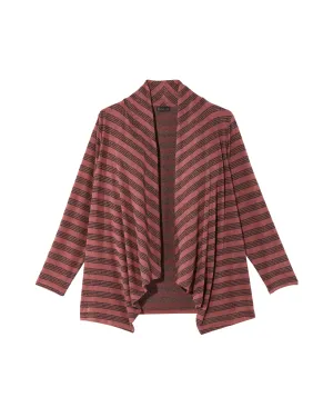 Zaria Striped Waterfall Cardigan | Burgundy / Brown
