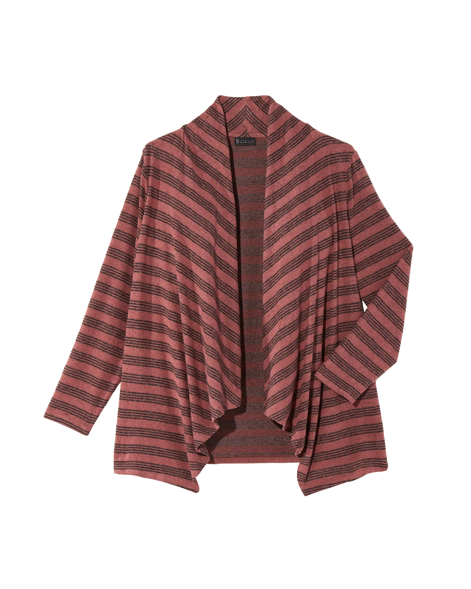 Zaria Striped Waterfall Cardigan | Burgundy / Brown